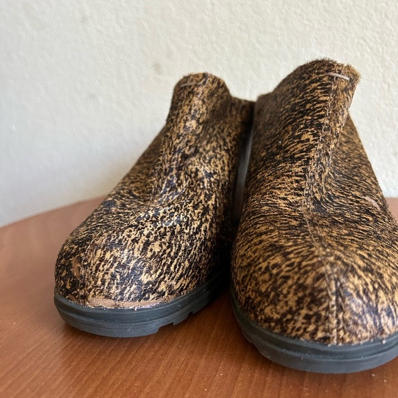 Naked Feet Proper Heeled Mule Calf Fur Brown Black Size 7 Women's Business Party - Picture 8 of 13